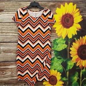 Bobbie Brooks midi chevron design dress preo-owned